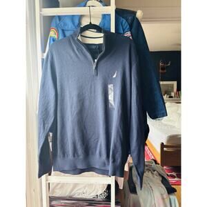 Nautica Navtecb Mens Pullover Zip-Up Size Large Navy Blue NWT